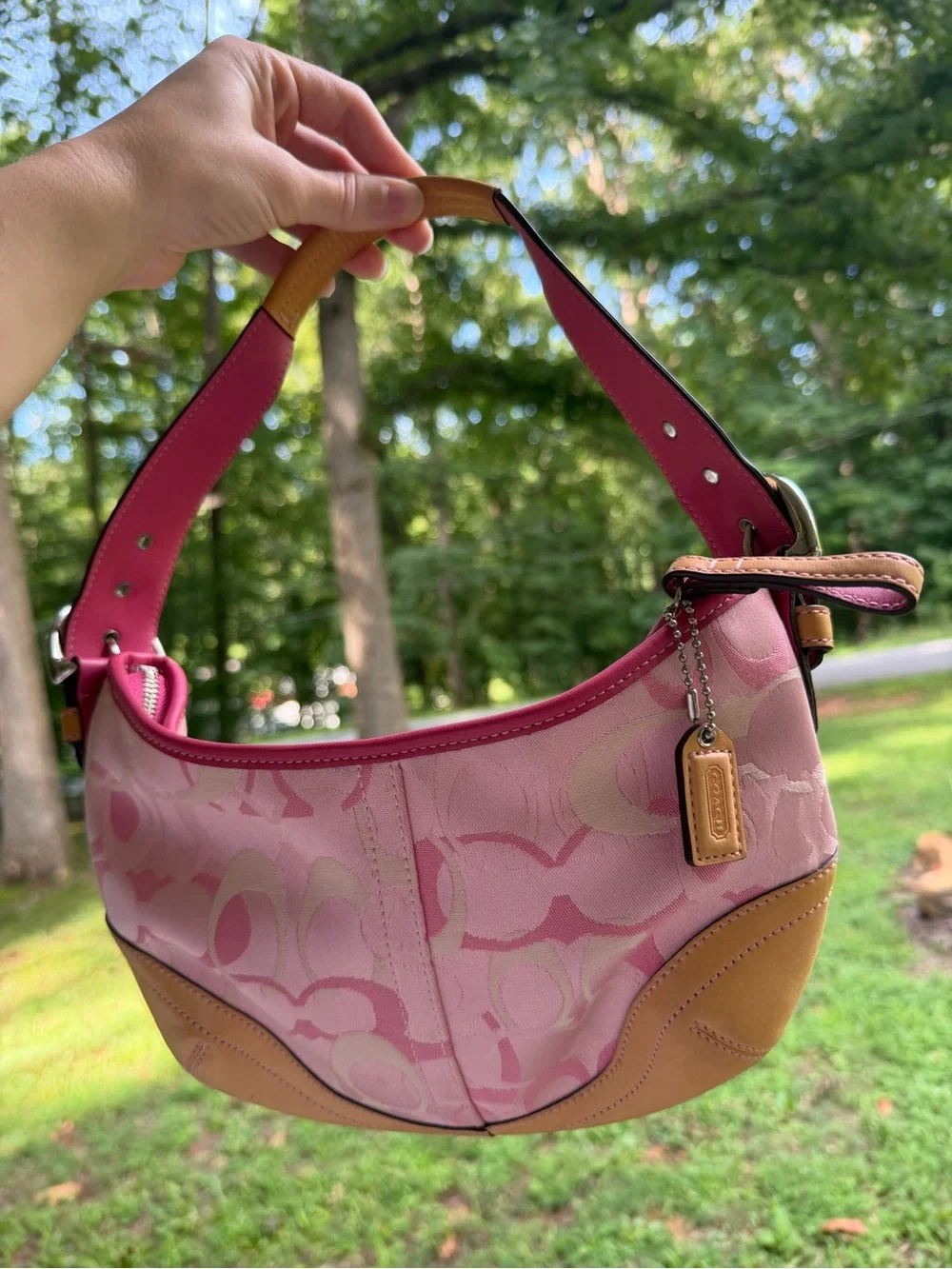 Vintage y2k coach Pink Optic Signature Soho Hobo Bag 1850